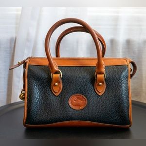 Vintage Dooney and Bourke HandBag Black and Tan Pebbled Leather